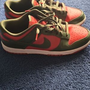 Nike Dunk Low Style Red and Olive Sneakers